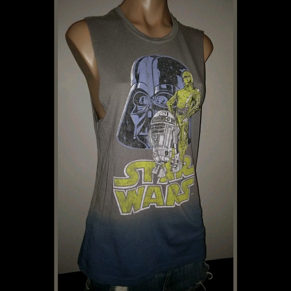 STAR WARS R2D2 C3PO DARTH VADER GRAPHIC TEE TANK
